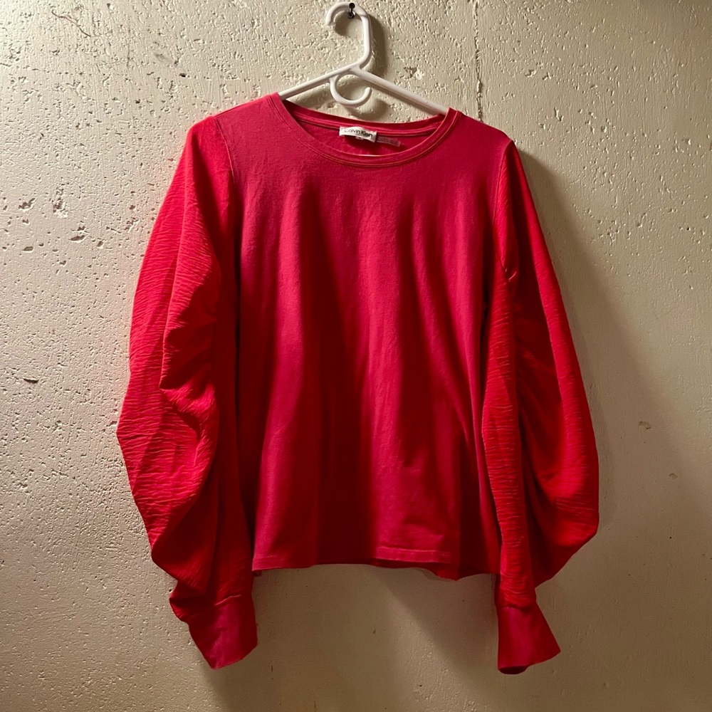 Modern Calvin Klein hot pink long puff sleeve size medium cotton & polyester